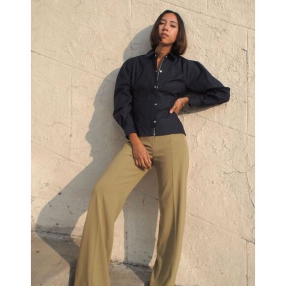 Thakoon Fitted Puff Sleeve Shirt Jacket Navy Black Size 4 NWT [jb] - Picture 2 of 9